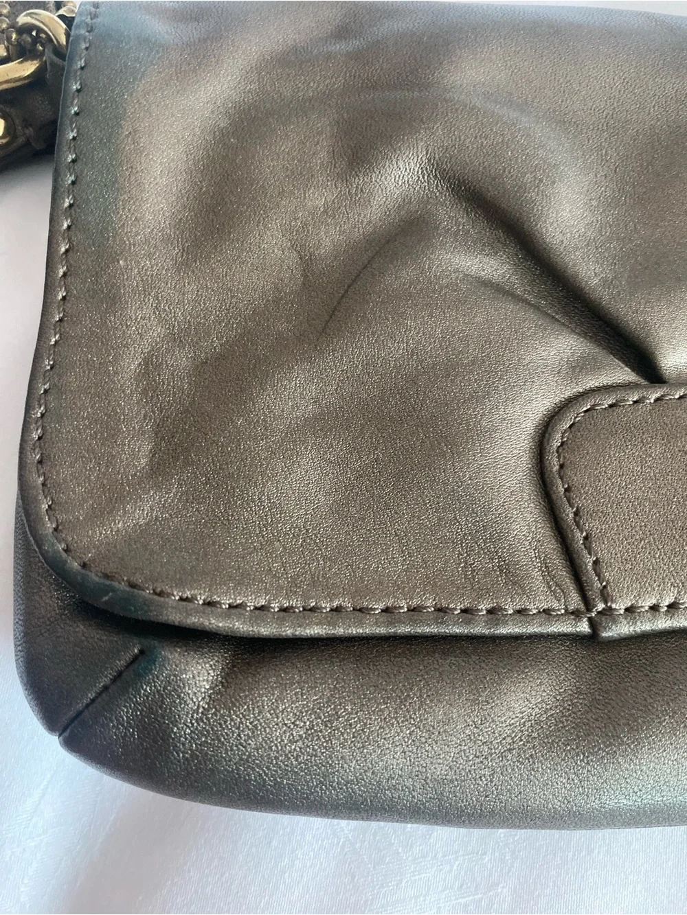 Coach  Ashley Bronze  Leather Wristlet Clutch